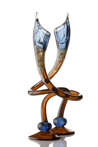 Brown and Blue Swirly Candle Stick