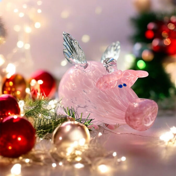 Flying pigs, Hot sculpted hand blown glass ornaments